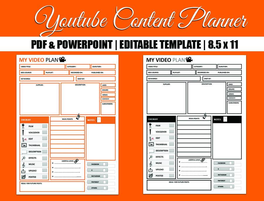  YouTube Content Planner Template